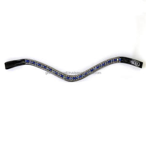 Cristaux ronds magnifiquement fabriqués à la main avec de petits cristaux en cuir noir personnalisé bande de front de cheval en plein cob sur la taille - Product Image 1