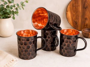 FAIZA CRAFT Juego de Tazas Moscow Mule de Cobre Puro 100% Hechas a Mano de Alta Calidad, Taza de Cobre Sólido Vintage Ecológica con Asa para - Product Image 3