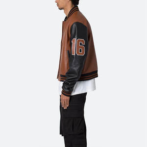 Veste universitaire d'hiver personnalisée pour homme en laine et cuir, à capuche, chauffante, pour l'extérieur - Product Image 3