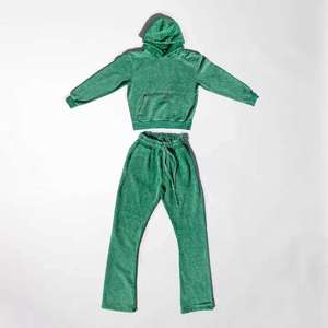 Ensemble de survêtement décontracté pour homme : sweat à capuche et pantalon de jogging délavé à l'acide avec cordon de serrage - Product Image 2