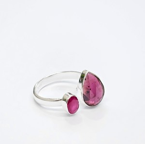 Designer Open Style Pink Tourmaline Gemstone <b>Ring</b> in 925 Sterling Silver Anti Tarnish Handmade <b>Adjustable</b> <b>Ring</b> for Women Wedding - Product Image 3