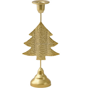 Premium Christmas Tree Taper <b>Candlestick</b> • Luxury Festive Gold Holiday Candle Holder - Product Image 3
