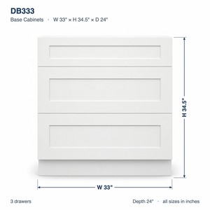 ตู้ครัวแบบโมเดิร์น OEM ขนาด 33 นิ้ว สีขาว แบบเชคเกอร์ 3 ลิ้นชัก ประกอบเองได้ สำหรับอพาร์ทเม้นท์ ผลิตจากโรงงานในเวียดนาม - Product Image 6