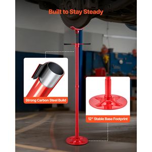 Supporto Sottocarro per Sollevamento Auto con Capacità di 3/4 Tonnellate (1653 Libbre), Montato su Cuscinetti, con Intervallo di Sollevamento di 54.02\"-83.86\" - Product Image 4