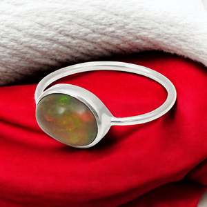 Oval Cut Black <b>Opal</b> Gemstone <b>Ring</b> Made From 925 Solid Sterling Silver Promise Band <b>Ring</b> Handmade Bohemian Unisex Jewelry - Product Image 1