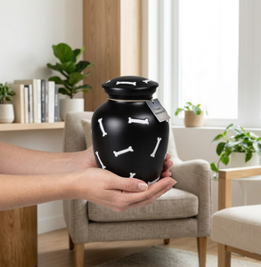 Urna de Cremación de Metal Premium para Mascotas, Perros, Gatos, Conejos, con un Único Diseño de Huesos, Tapa con Rosca Segura, Hermosa y Moderna - Product Image 3