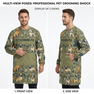 Tablier de toilettage pour hommes, personnalisable par sublimation, pour la beauté et le toilettage des chiens, blouse de coiffure à manches longues - Product Image 5