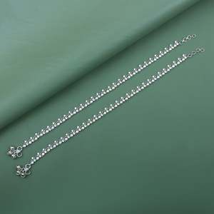 Nupur 18K Gold Plated Stainless Steel CZ Designer Anklet with Heart Pattern - Product Image 2