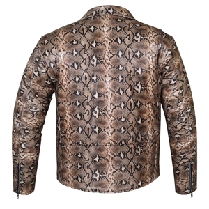Genuine Napa <b>Leather</b> Snake Printed <b>Jacket</b> <b>Men's</b> Cafe Racer Stand-up Collar YKK Zips Wholesale Biker <b>Jacket</b> Aviator <b>Jacket</b> Top - Product Image 6