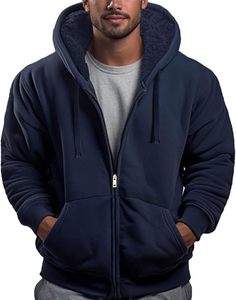 Warmth Windproof Spring Outdoor Mens Hoodies Velvet Lining Formal <b>Base</b> <b>Layer</b> Thickened Fleece Pullover - Product Image 1