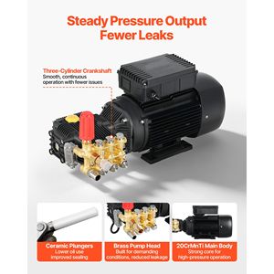 Kit de Bomba de Lavadora a Presión Eléctrica Ajustable de 2 HP y 120 V, 1220 PSI, 2.2 GPM, Potencia Tríplex para Limpieza con Agua a Alta Presión - Product Image 4