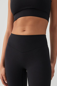 Custom Wholesale OEM Women Mid Waist Flare Yoga <b>Leggings</b> Breathable Seamless Anti-Bacterial <b>Thick</b> Midi Digital - Product Image 3