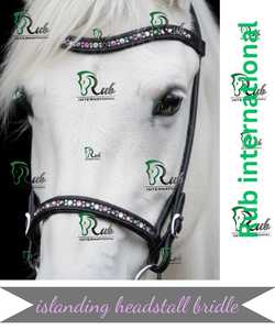 Luxury Icelandic Horse Bridle Padded <b>Leather</b> Bridle with Pink & White Crystals Custom Equestrian Gear also customize logo - Product Image 4