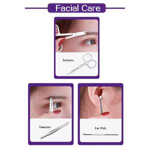 7 In 1 Stainless Steel Nail <b>Kit</b> With Portable Case For <b>Manicure</b> And Pedicure Tools Purple Color Classic Style - Product Image 3