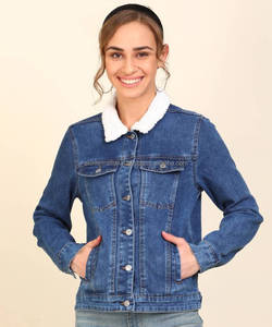 Vente en gros et étiquettes de marque originales personnalisées, vestes en Denim pour femmes, manches longues, boutons, Jeans en fourrure polaire - Product Image 1
