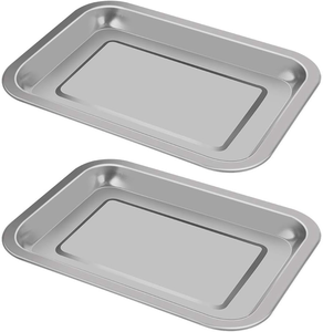 Ensemble de 3 plateaux élégants et multifonctionnels en acier inoxydable pour la cuisine et la table, pour servir et conserver les aliments, en vente - Product Image 3