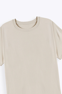 Buy Low MOQ Beige Drop Shoulder <b>T</b>-<b>Shirt</b> 100% Cotton Casual Loose Fit Tee OEM ODM Custom Logo Private Label Women's <b>T</b>-<b>Shirts</b> - Product Image 5