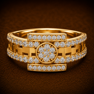 แหวนเพชรทรงบริลเลียนต์คัทจากแล็บ 18K 14K ทองคำเหลือง DEF VVS ลายฉลุสำหรับผู้ชาย น้ำหนักรวม 0.65 กะรัต ผู้ผลิตเครื่องประดับขายส่ง - Product Image 1