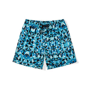 Nuevos Shorts de Baño de Secado Rápido con Estampado de Hojas Azules, Cordón Ajustable, Casuales, de Longitud Corta, Cintura Media, de Poliéster - Product Image 5
