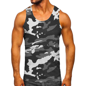 Débardeur pour homme imprimé camouflage, col rond, sans manches, décontracté, respirant, vêtements de sport, tricoté en polyester, débardeurs ajustés - Product Image 4