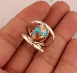 Anillo de Plata de Ley 925 con Turquesa de Ostra Espinosa, Joyería, Regalo para Ella - Product Image 3