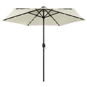 Sombrilla Solar de Aluminio de 106.3 Pulgadas, Parasol de Jardín de Poliéster Blanco Arena - Product Image 1