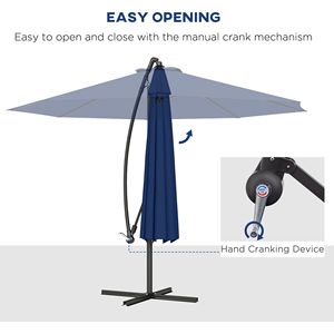Ombrellone da Patio a Braccio Orientabile Blu Navy 10FT, Materiale Resistente ai Raggi UV e all'Acqua, Raggio 3M per Parchi - Product Image 4