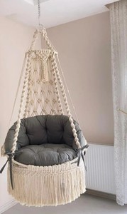 Handmade Macrame <b>Hammock</b> <b>Swing</b> Chair, Boho Decor, Included Cushion - Product Image 3