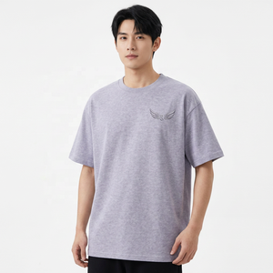 Camiseta de Manga Corta para Hombre, Corte Regular, Color Gris, Logotipo de Alas en Relieve, Cuello Redondo, Informal, Tejido de Poliéster/Algodón, Estilo Urbano, Ecológica - Product Image 3