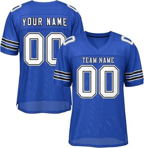 Camiseta de Fútbol Personalizada para Hombre, Cuello en V, Azul, Manga Corta, Impresión Sublimada, Nombre del Equipo 00, Malla Transpirable, Corte Regular, Adulto - Product Image 2
