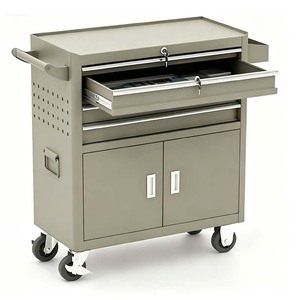 Heavy Duty OEM Auto Repair <b>Tool</b> <b>Cart</b> Iron 4 Drawers Keyed Lock 300kg Load Capacity Thickened Back Net Side Rack Mobile Handcart - Product Image 1