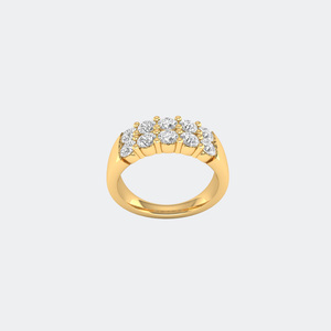 1.55CTW Round Cut Cluster Set Double Row <b>Statement</b> <b>Ring</b> - Product Image 1