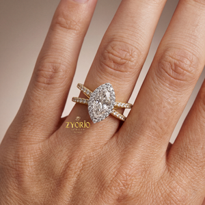 Sterling Silver Lab Grown Diamond Marquise Cut Halo Engagement <b>Ring</b> <b>Split</b> Shank Pave Set Band Bridal Wedding Party VVS2 Clarity - Product Image 4