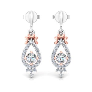 Pendientes Colgantes de Oro Sólido de 14K con Diamantes Cultivados en Laboratorio de Corte Redondo y Diseño Clásico para Regalo, Fiestas, Aniversarios y Uso Diario - Product Image 1
