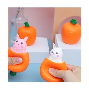 Nouveau Jouet Anti-Stress Créatif en TPR Souple et Extensible, Mignon Lapin Carotte, Tasse à Presser en Forme d'Animal, Jouet Sensoriel pour Soulager le Stress - Product Image 1