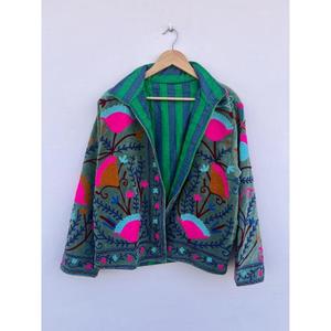 Kimono Boho Reversible de Algodón Tejido con Bordado Suzani, Chaqueta de Invierno y Otoño para Mujer, Transpirable y Cálida, Regalo - Product Image 1