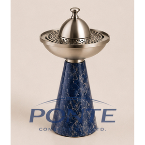 Elegante Quemador de Incienso de Mármol Azul con Tapa Metálica, Porta Incienso Árabe para Oud y Carbón, Mubkhara Tradicional para Decoración del Hogar - Product Image 3
