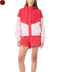 Conjunto de Chaqueta y Pantalones Cortos Deportivos para Mujer, Diseño Color Block, Transpirable, de Secado Rápido, para Actividades al Aire Libre - Product Image 1