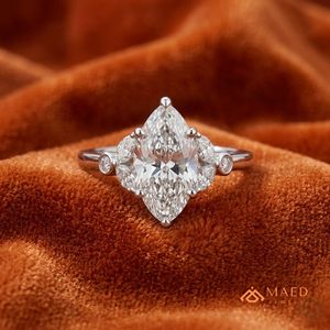 Bague de mariage en moissanite taille marquise pour femme, en argent, avec halo, pour fiançailles, promesse, cadeau d'anniversaire - Product Image 4