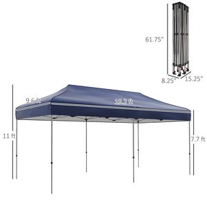 Tendone a baldacchino blu scuro regolabile in altezza 3x6m, facile da montare con borsa per il trasporto con ruote, per eventi all'aperto, matrimoni e feste - Product Image 3