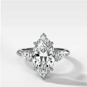 Wholesale F VS Marquise CVD Diamond <b>Ring</b> Marquise Accents 14K Real Gold 2.5 Carat Moissanite Three Stone Factory Supplier OEM - Product Image 4