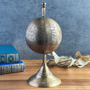 Globe de bureau vintage en laiton, carte du monde gravée, style céleste, ornement de table, décoration classique pour bureau, bibliothèque, salle d'étude, voyage - Product Image 5
