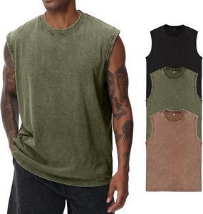 Débardeurs Homme Personnalisés à Logo Brodé Respirants Coupe Musclée Séchage Rapide Col Rond Uni 100% Coton pour Entraînement et Gym – Prix Usine - Product Image 1