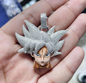 RB Gems Custom 3D Face Cartoon VVS Iced Diamond Hip Hop Style IGI Certified Gold Plated Christian Men's Pendant Charm - Product Image 3
