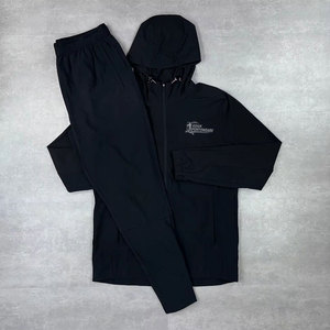 High Performance Eco-Friendly Hooded Printed Solid Windbreaker Set Men Everyday Casual Outfit Breathable Lightweight Material - Product Image 1