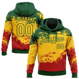 Vente en gros directe, nouvelle conception, sweat à capuche sportif personnalisé avec motif 3D vert jaune-rouge, thème Mois de l'Histoire des Noirs - Product Image 1