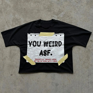 <b>Mens</b> Black Graphic <b>T</b> <b>Shirt</b> <b>Slogan</b> Print Oversized Streetwear Casual Loose Fit Cotton Trendy Hip Hop Fashion Tee - Product Image 5