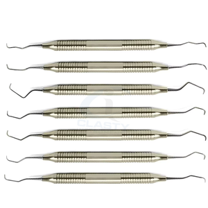 Juego de Instrumentos Quirúrgicos Dentales de 7 Piezas con Empuñadura Moleteada, Herramientas Manuales para Examen Oral, Plateadas, Clase I, Equipos Dentales - Product Image 2