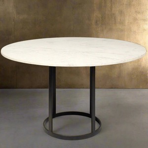 Metal <b>White</b> Marble Top Black Metal Base Dining <b>Table</b> - Product Image 3