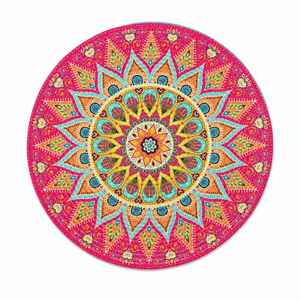 Manteles Individuales Redondos con Estampado Mandala Bohemio, Diseño Geométrico Vibrante para Uso Doméstico, Lavables - Product Image 5